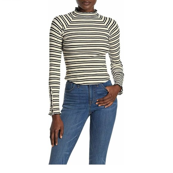 Free People Women's Sunday Afternoon Striped Cutout Top in Ivory Combo Size - Picture 3 of 3